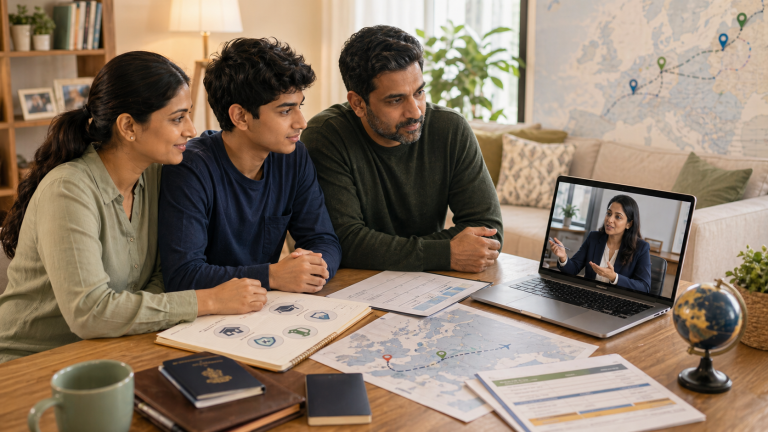 Indian family planning a staged Europe relocation with a work-first approach